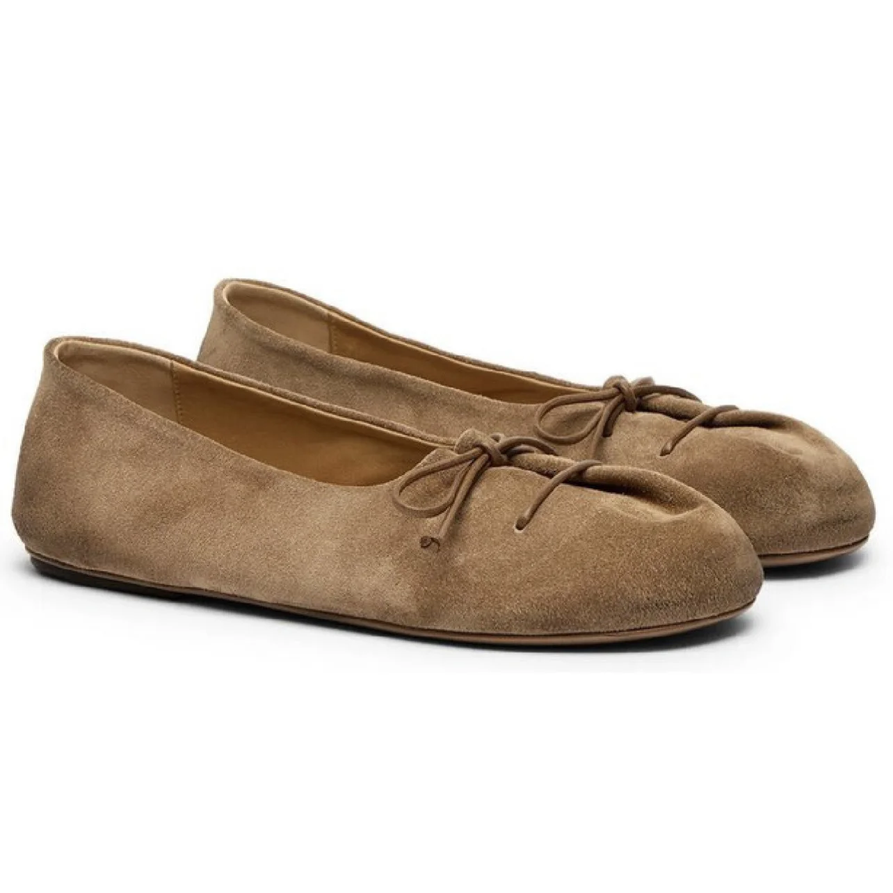 

Коричневые балетки из мягкой кожи с легким бантом, новая верхняя одежда, повседневные одиночные туфли с внутренним увеличением роста