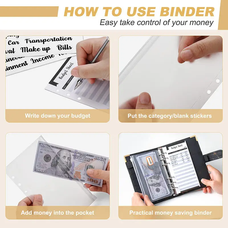 A6 Geld Sparen Organizer PU Leder Budget Binder Marmor Notebook Budgeten Planer Umschlag Büro Schule Liefert – Detail 7