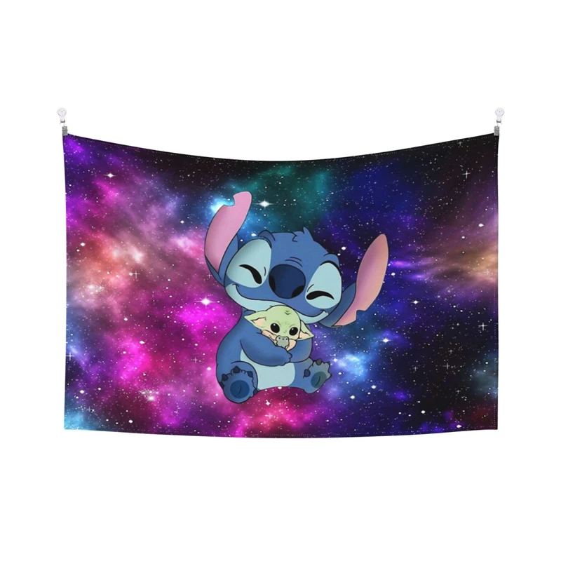 Disney Stitch Cute Cartoon Tapestry Wall Art Tapestry Wall Hanging Home Decoration Bedroom Living Room Dormitory Background Gift