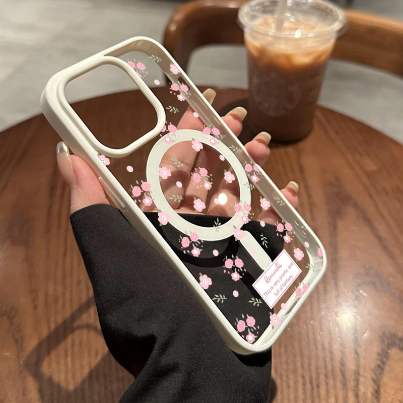 Floral Aesthetics Transparente Hülle für Magsafe iPhone 16 Pro Max 17 15 14 11 13 12 ProMax Plus Hüllen Drop Wireless Charging TPU Fundas – Detail 11