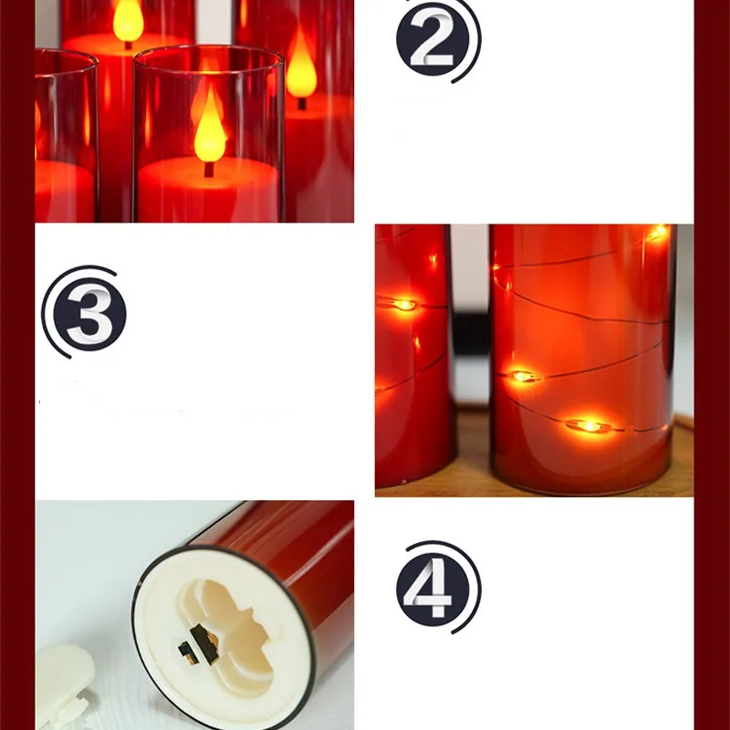 5-Pack LED Candles with Remote Control Romantic Birthday Confession Proposal Home Decoration Acrylic LED Light Electronic Candle