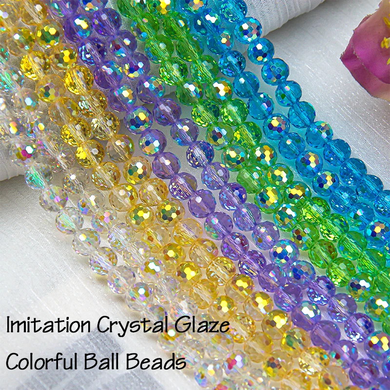 Crystal Beads Disco Ball, 96 Facetas, Terra Bead, Contas de vidro, DIY Acessórios, 8mm, 65Pcs