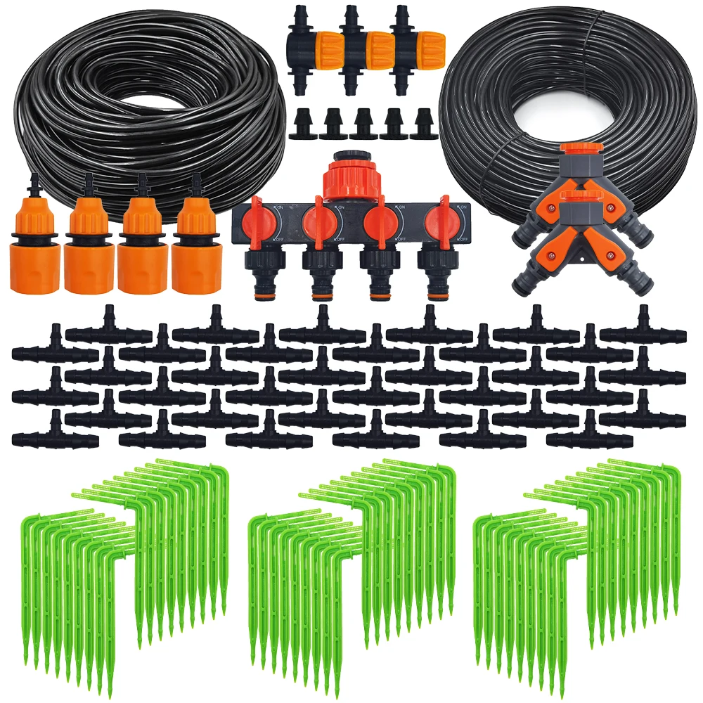 Garden Automatic Drip Irrigation Watering System 4/7 to 3/5mm 1/4 to 1/8 Hose Kit for Home Bonsai Potted Plants Greenhouse