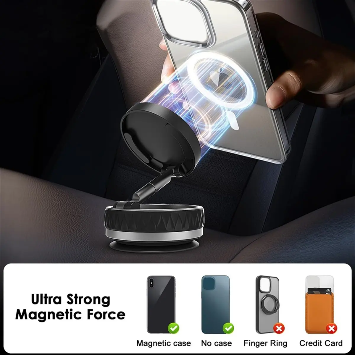 Hot Sale Phone Holder for , 360° Adjustable Suction Cup Phone Mount, Foldable & Portable Vacuum Magnetic Phone Stand