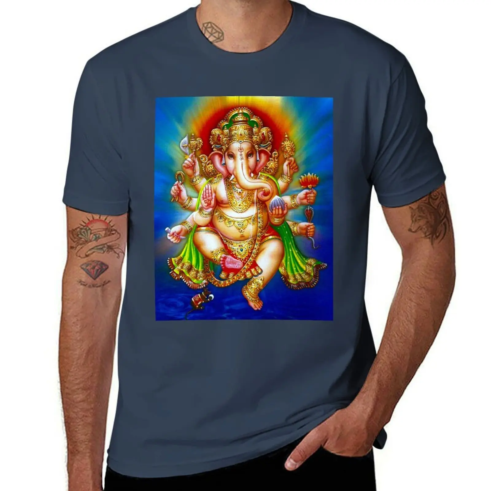 

GANESHA HINDU GOD ; Vintage Deity Print T-Shirt t shirt custom print man t shirts graphic T-Shirt