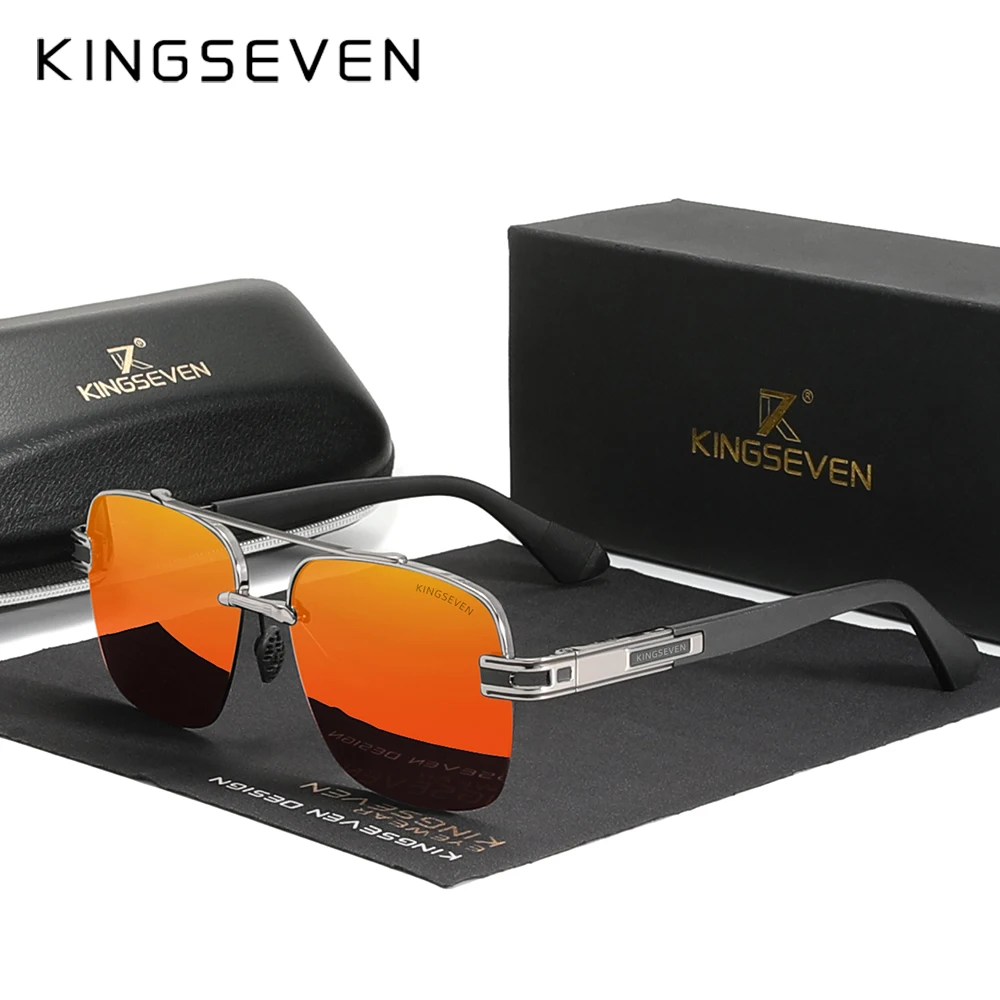 KINGSEVEN 2024 New Design Sunglasses For Men Polarized Gradient Sun glasses Women Men Semi-Rimless Square Retro Eyewear Okulary