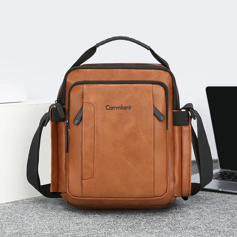 حقيبة كتف رجال الأعمال من الجلد الناعم ذات سعة كبيرة على الطراز العمودي حقيبة كروس مبطنة بالبوليستر حقيبة كلاسيكية SAC