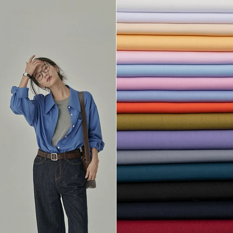 1 Meter Pure Cotton Poplin Fabric Solid Wrinkle Resistant Shirt Graduation Design Garment Designer Sewing Material Wholesale