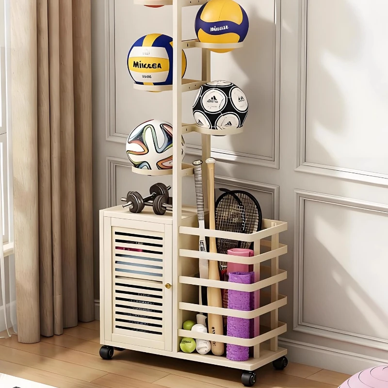 Basketball storage bracket Movable sports equipment storage rack Household floor multi-layer football badminton storage rack