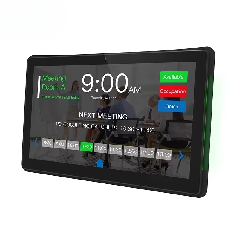WA1562T Customized 10 Inch Android Tablet RJ45 2GB Memory LED Light Bar Wall Mount Meeting Room Booking Display Rockchip New