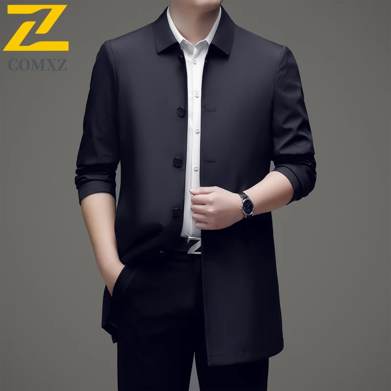 Male Versatile Trench Coat Loose Fit Business Casual Windproof Outerwear Premium Comfort Lightweight Spring Autumn Mens Clothing