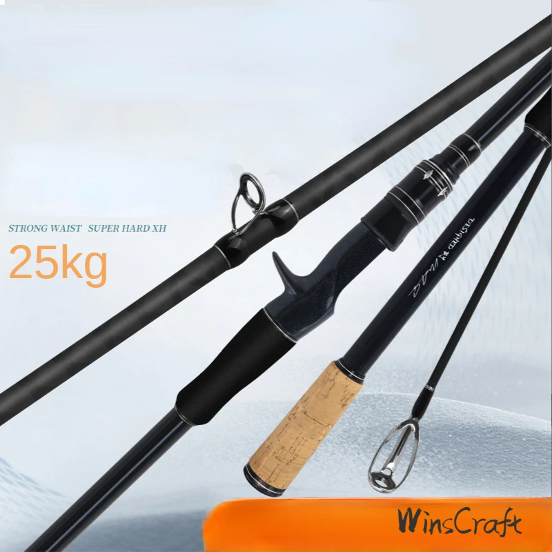 WinsCraft Jigging Fishing Rod 2.28m Heavy Baitcasting Carbon Fishing Rod 2Section Long Casting XH Power Spinning Sea Fishing Rod