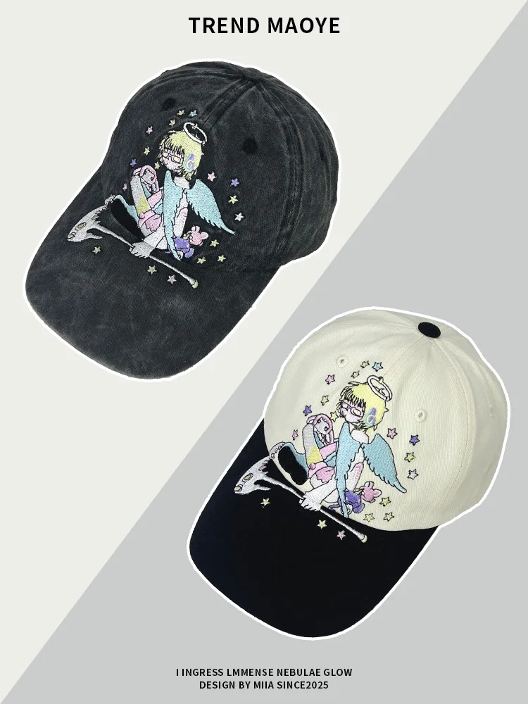 

Embroidered baseball cap female soft top big head circumference summer outdoor sun protection cap male tide