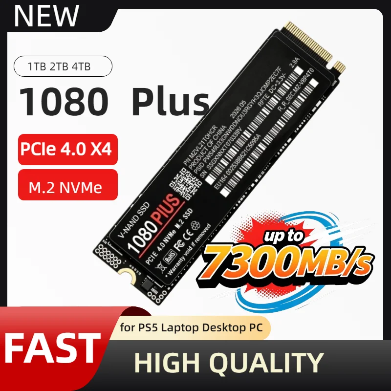 Gaming M.2 NVMe SSD 1080 PLUS PCIe 4.0 X4 7300MB/s TLC 3D NAND 2280 Internal Drive 500GB 1TB 2TB 4TB for PS5 Laptop Desktop PC