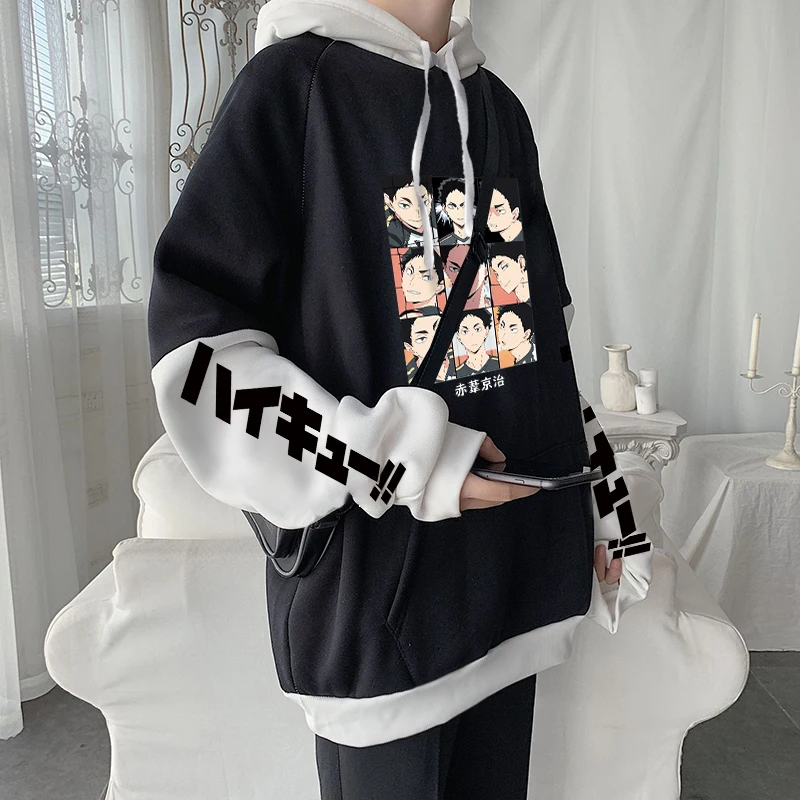 Haikyuu Anime Hoodies Funny Akaashi Keiji Nine Forms Of Cartoon Printed Sweatshirt Unisex Oversize Winter Long Sleeve Streetwear