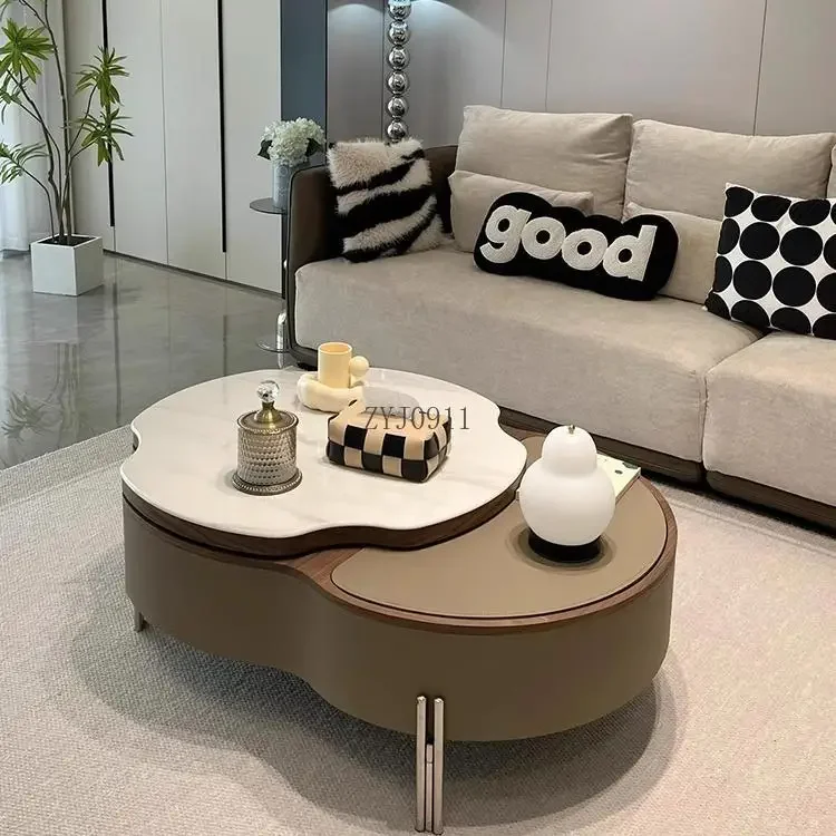 طاولة القهوة غرفة المعيشة الخفيفة الفاخرة الراقية رفع طاولة القهوة شقة صغيرة المنزلية الإبداعية عالية الاستخدام المزدوج #5