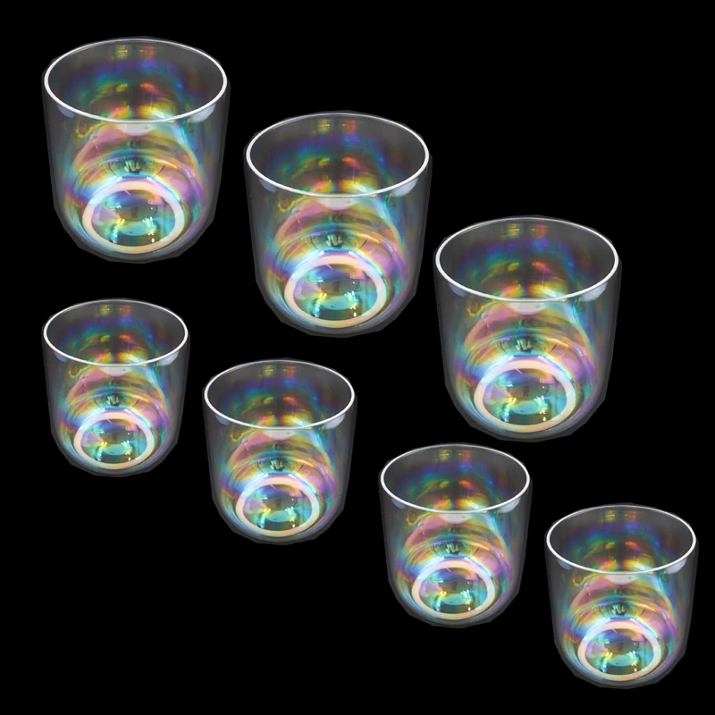 Hey-eun Sound Bath Energy  Cosmic Light Clear Crystal Singing Bowls set of 7pcs 5.25-7.25inch C D E F G A B Note