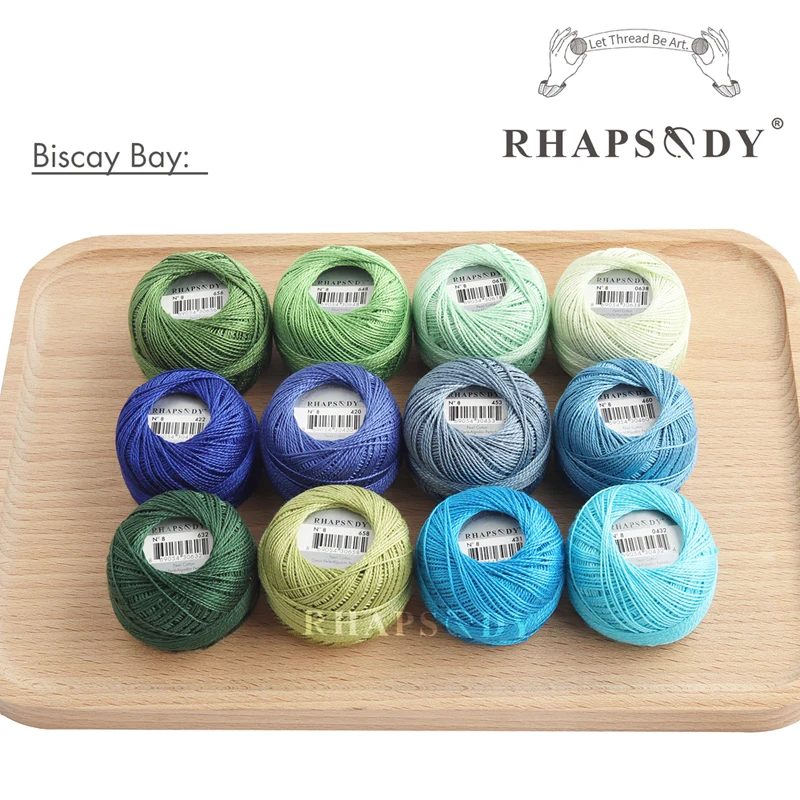 Rhapsody Premium rozmiar 8 bawełna perłowa nici do haftowania 12 Bals dla Cross Stitch DIY szydełka Singed merceryzowana egipska bawełna