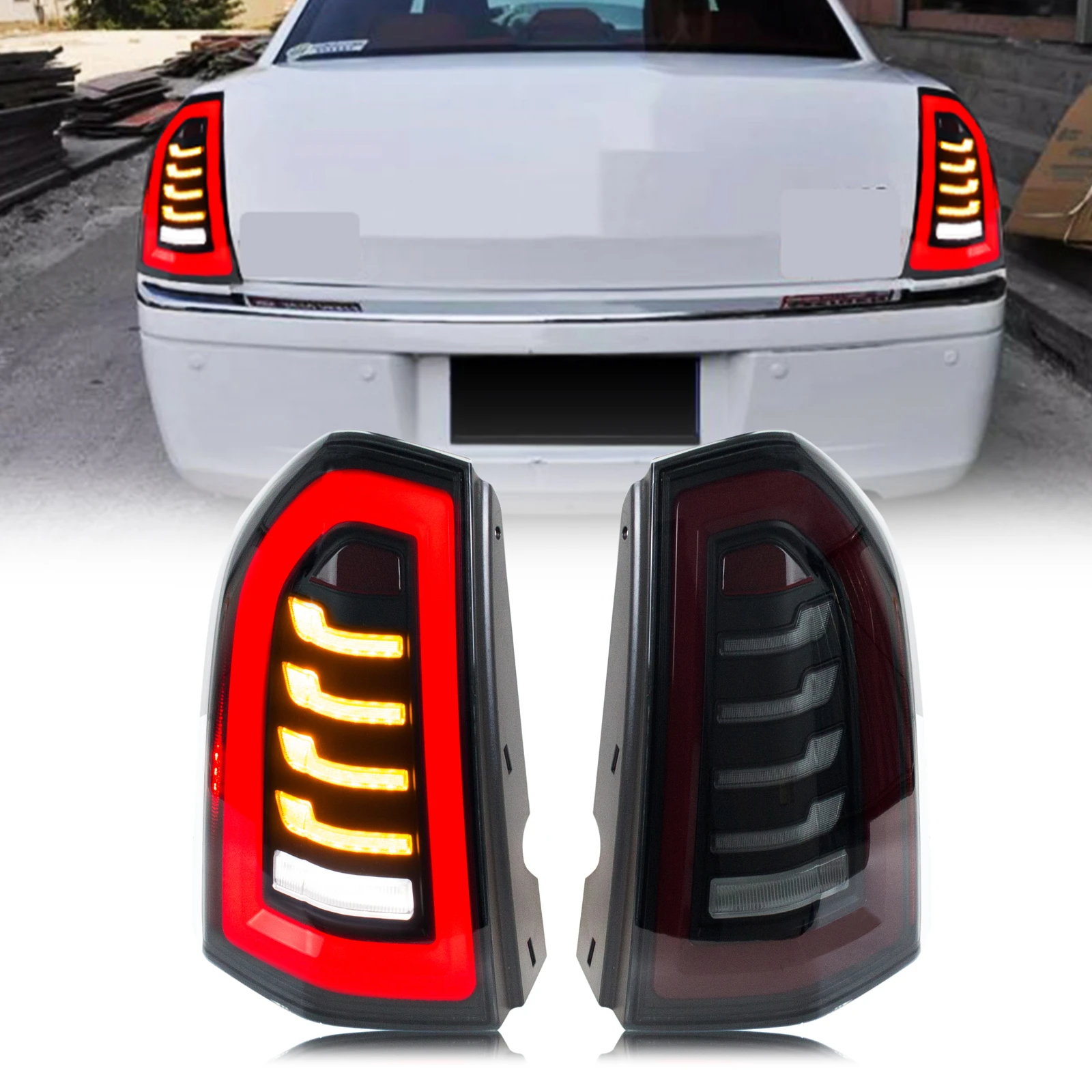 

LED Tail Lights Assembly for Chrysler 300 300C 2011-2014 Sequential Animation Sequential Turn Signal Trunk Rear Brake Lamps