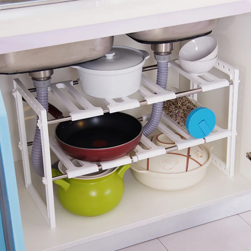 Versatile and Space-Saving Kitchen Sink Storage Rack - Retractable Shelf for Floor-to-Ceiling Cabinet for Bathroom Storage