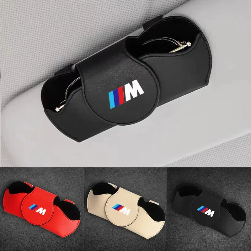 Car Sunglasses Holder For BMW M logo Multi-function Glasses Cli Storage Organizer Sun Glasses Box Car accessories