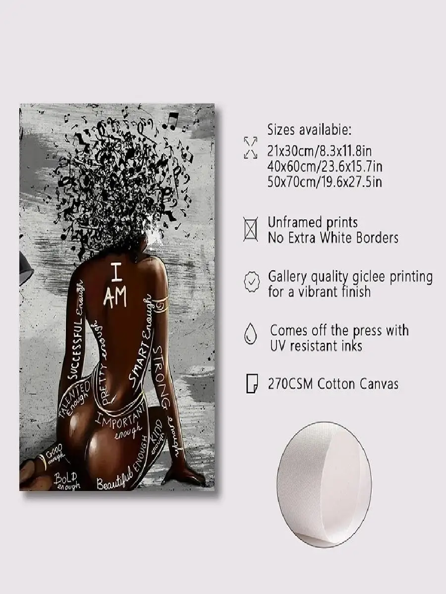 Inspirational African American Black Woman Graffiti Canvas Art Painting  Modern Wall Poster for Bedroom Living Room Decor