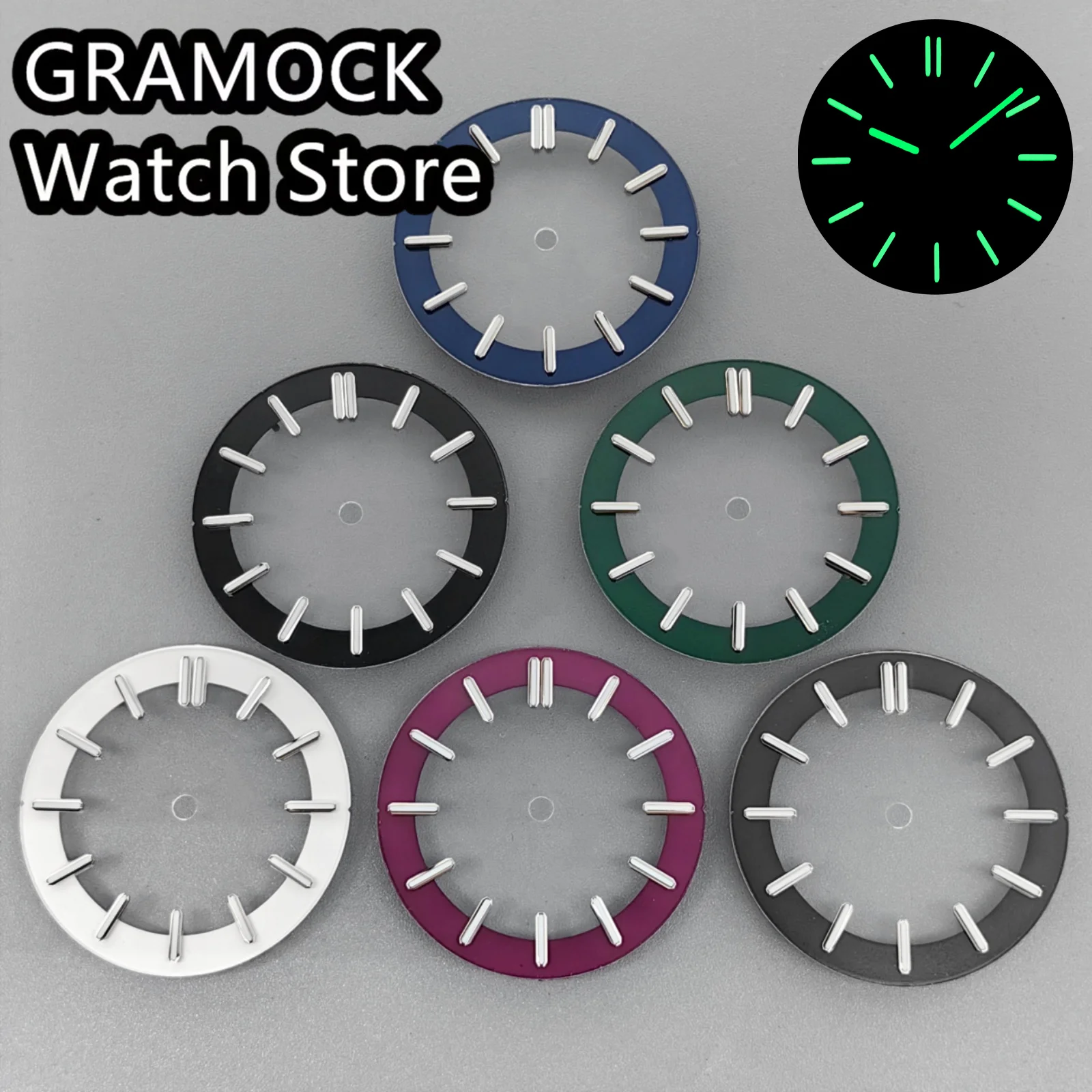 29mm Black White Blue Green Pink Transparent Watch Dial Face Skeleton Dial For NH35 NH36 NH38 NH70 NH72 NH71Movement Watch Parts