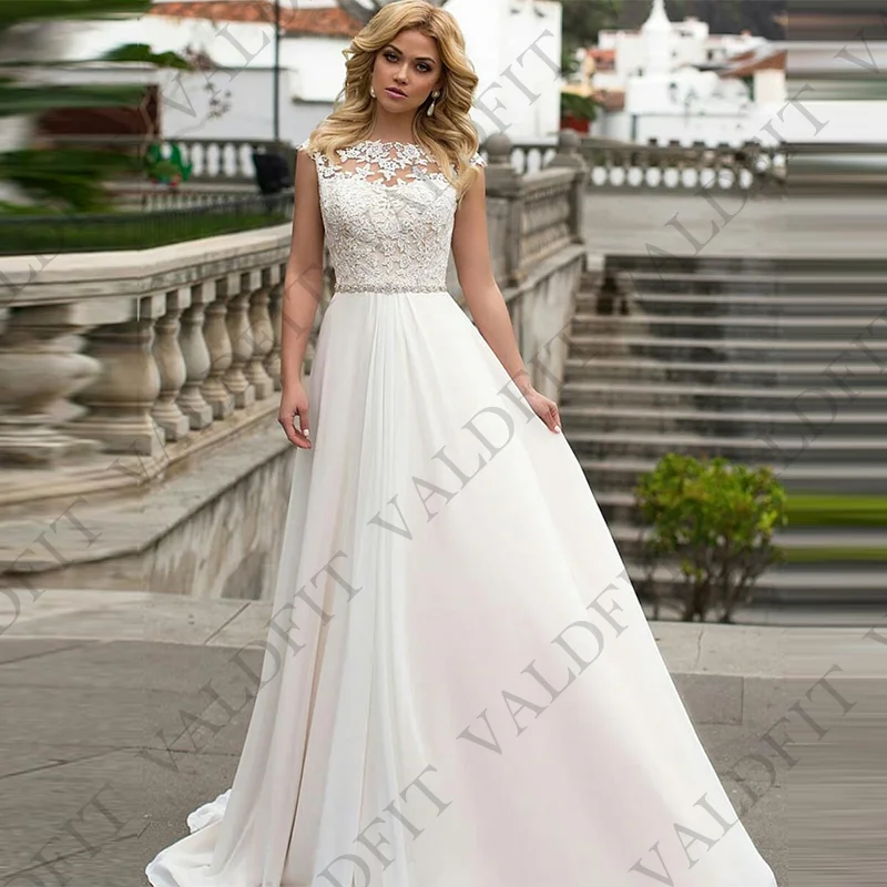 

Customized Long Ivory A Line Tulle Wedding Dresses Bridal Gown with Belt Vestidos De Novia Boda