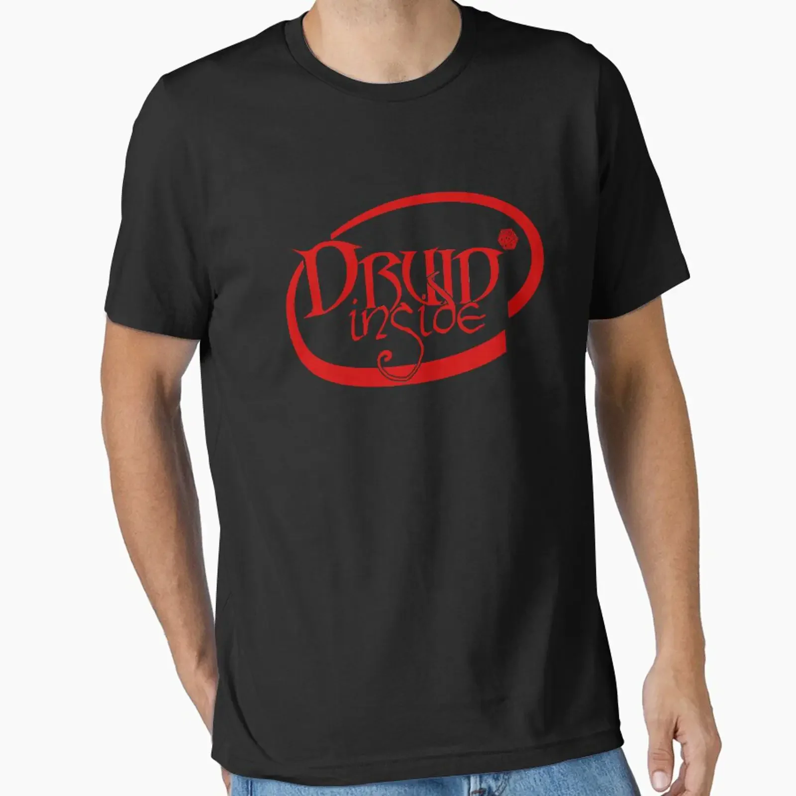 Druid Inside Essential T Shirt vintage Washed fashion graphic Stylish Stretched homme Casual streetwear Versatile Slightly