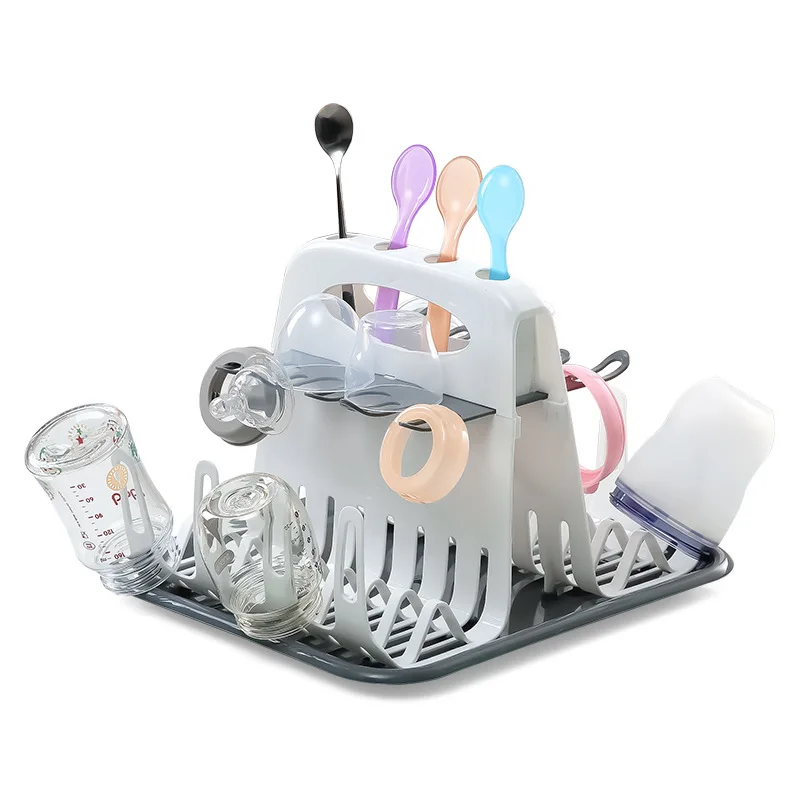 Baby Bottle Drying Rack Portable Cleaning Dryer Bottle Dryer Storage Holder for Feeding Bottles Accessories Drain Tray Water Cup