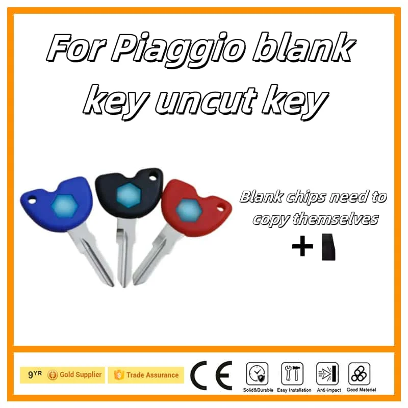 Blank Key For Piaggio Medley  rsmax250ie Vespa GTS, GTV, GT S 125, 200, 250 300 Motorcycle Replace Uncut Keys Chip slot