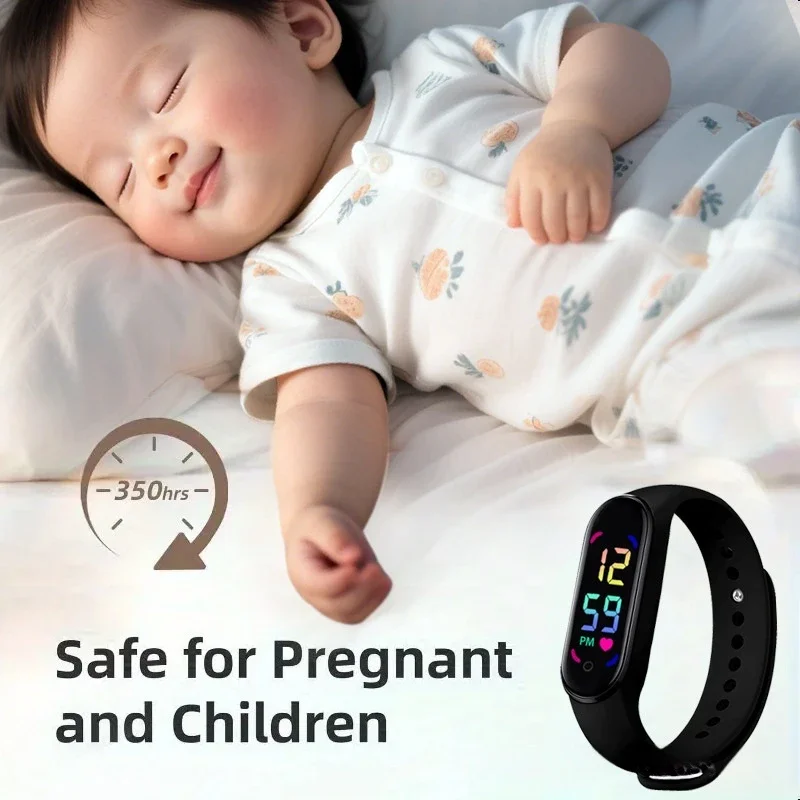 Neues Mückenabwehr-Armband mit LED-Zeitanzeige, tragbare Uhr, physikalisch, ultraschallbasiert, nicht chemisch, für Zuhause, Outdoor und Sport. – Detail 1
