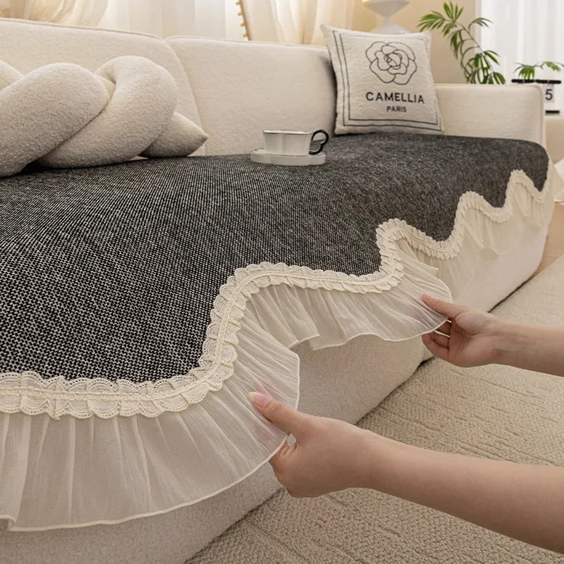

New Special-shaped Irregular Sofa Cushion Four Seasons Universal Solid Color Chenille Anti Slip Living Room Decor Sofa Cover Mat