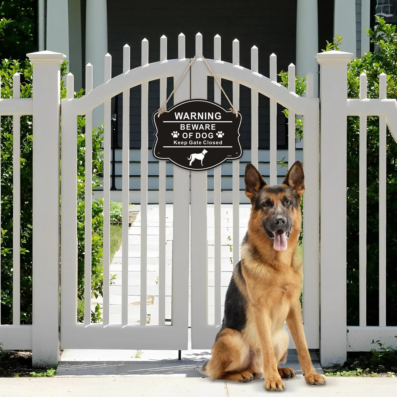 Dog Sign 10 X 8 Inch Anti-Rust Aluminum Metal Gardening Supplies Dangerous Dog Sign For Property Premises Halloween Grass Yard