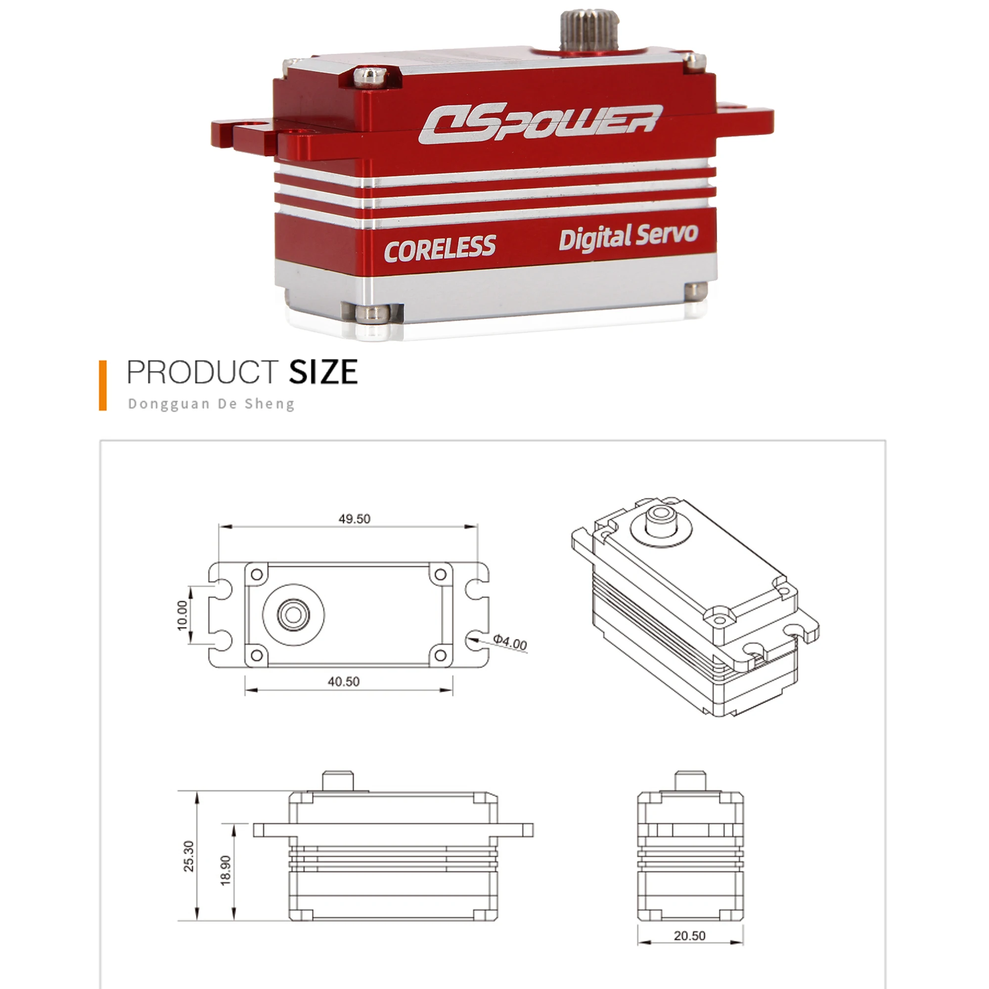 Dspower 16KG Coreless Low Profile Waterproof Metal Gear Servos Short Body RC Servos for RC Cars Drift Cars Drone RC Boat