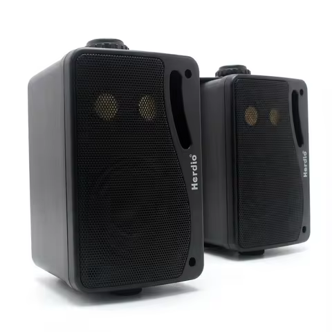 Herdio 200W 3.5&rdquo; Waterproof Outdoor Speakers, Passive 3-Way Wall Mount Speakers with Durable ABS Enclosure for Patio, Yard, Deck