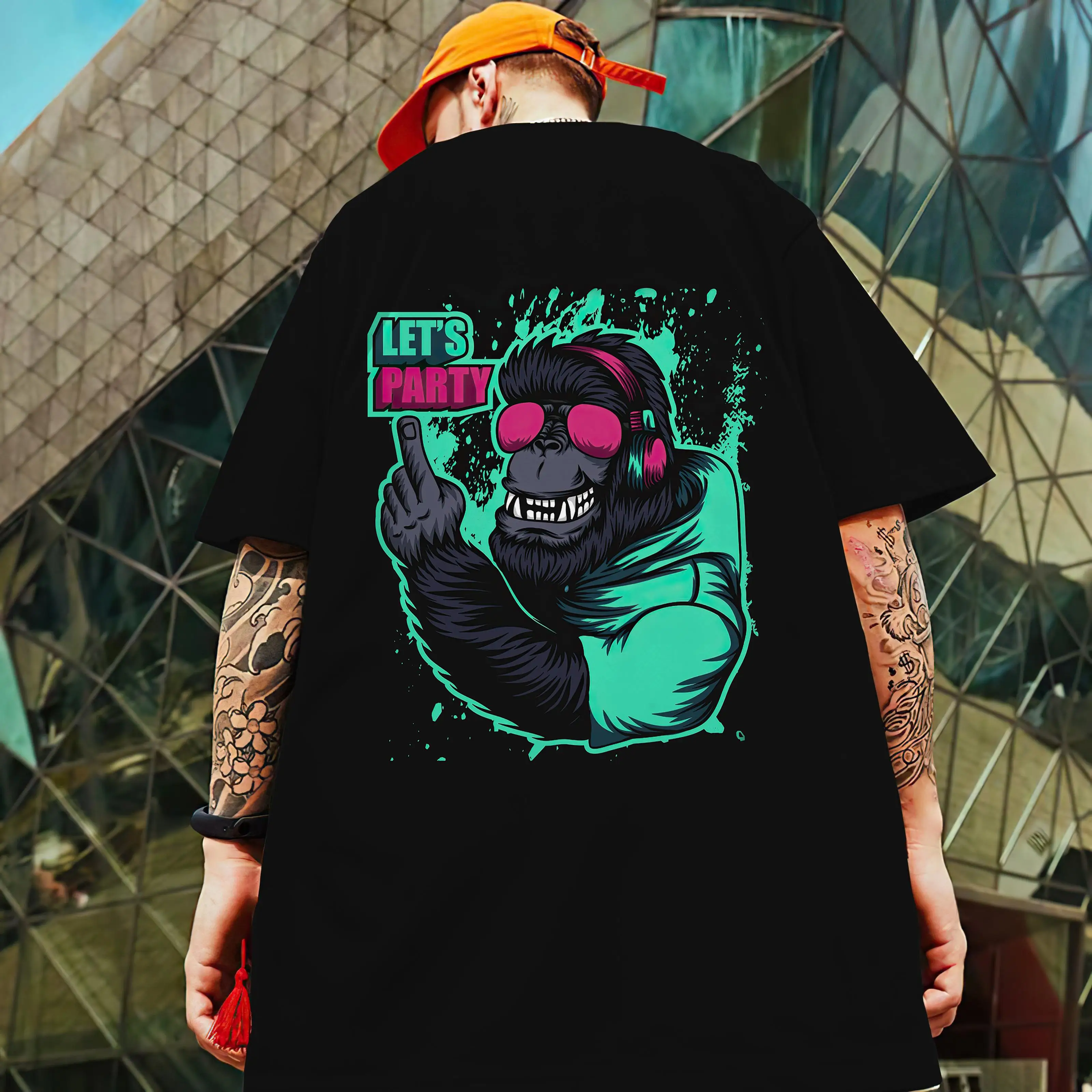 Hot Sale Y2K Fashion Men's T-shirt Oversized Pullover Gorilla Graphic T-shirt For Men Hip Hop S-5XL Animal Print Men's Clothing