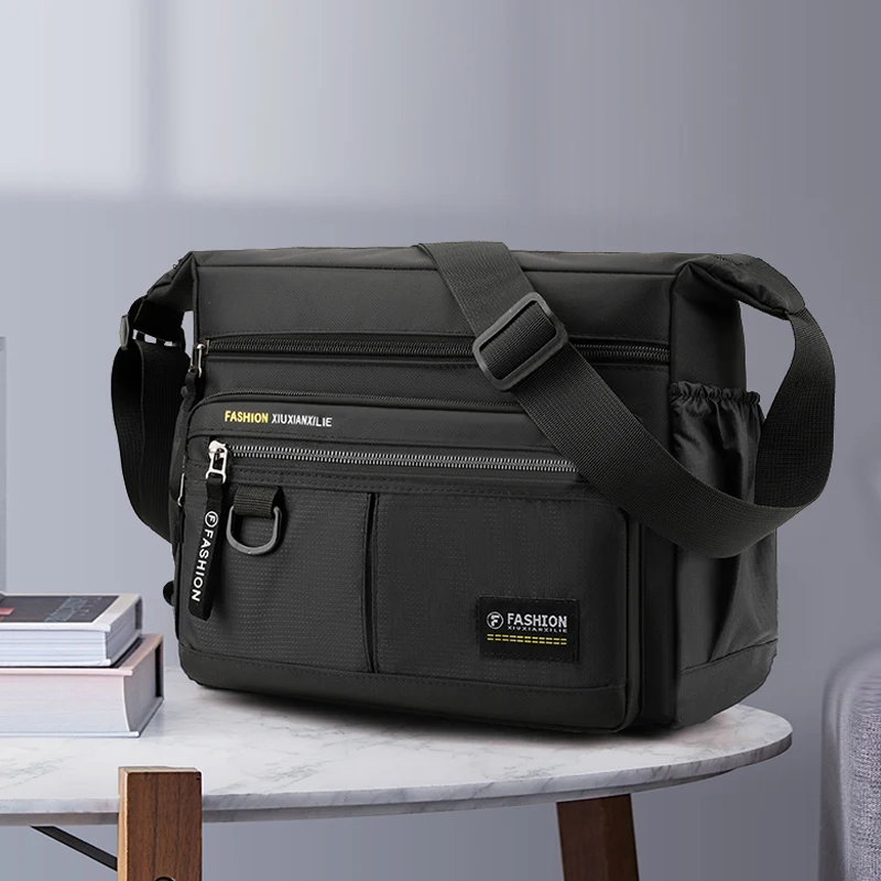 

Men's shoulder bag - casual crossbody bag with adjustable shoulder straps, multiple pockets, suitable for travel, school, and da