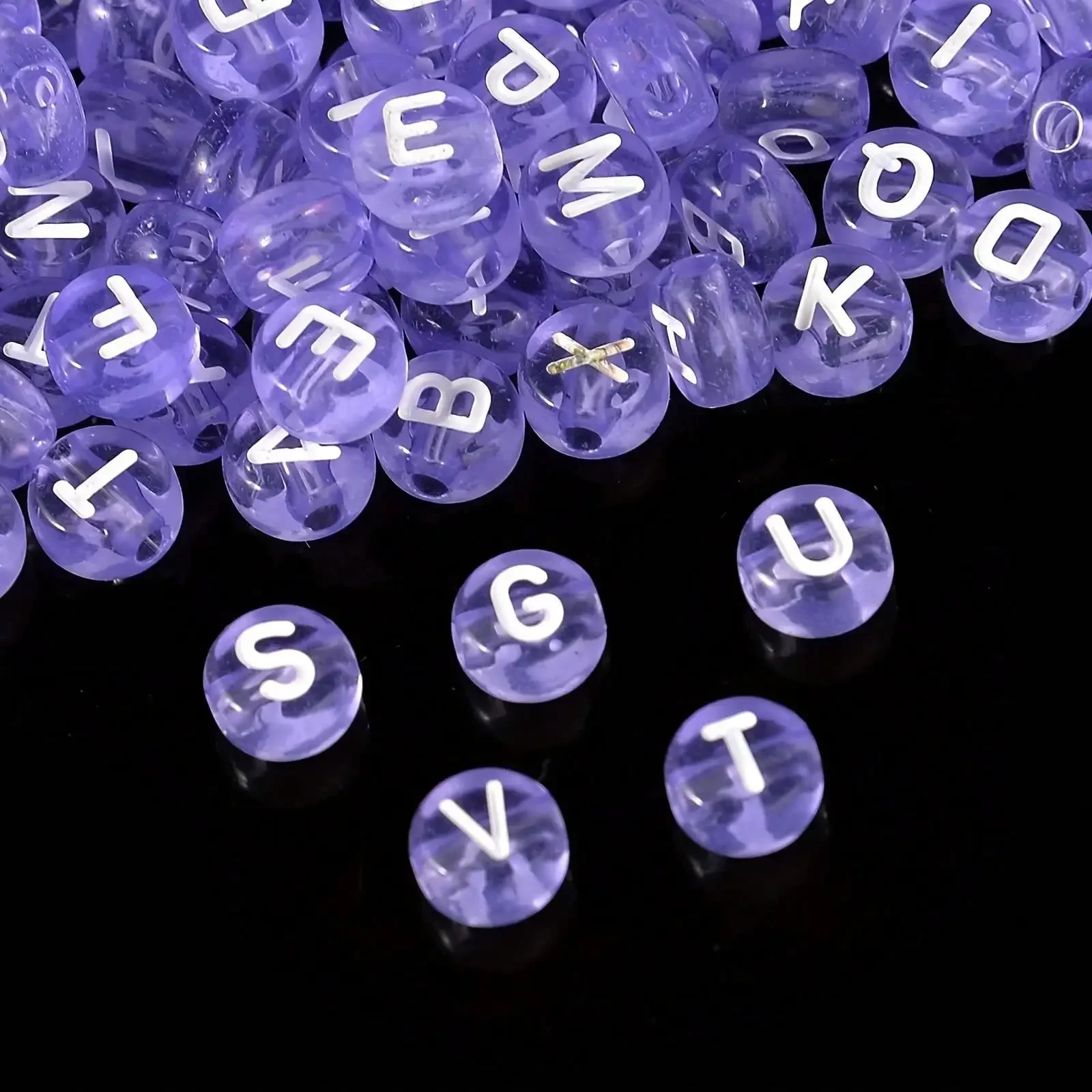 100/300/500Pcs Round Acrylic Light Purple Alphabet Beads A-Z Mix Loose Beads For DIY Bracelet Necklace Keychain Jewelry Making image 5
