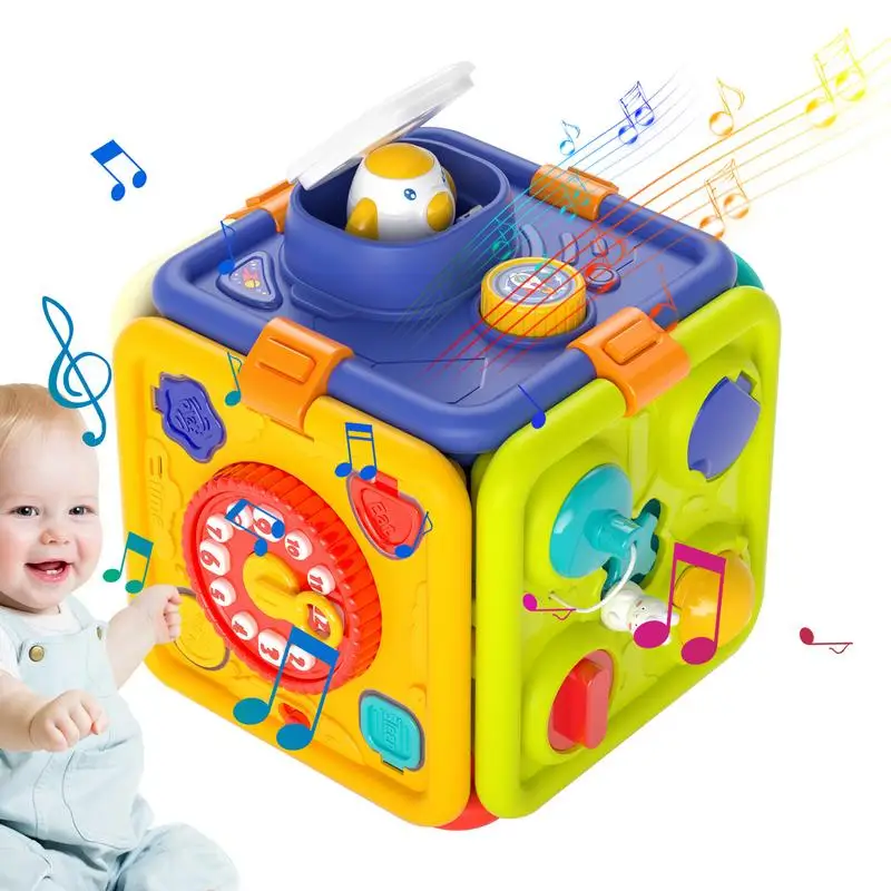 

Toddler Activity Cube Sensory Board Activity Toys For Early Development Musical Light Sensory Cube Activity Center With Light