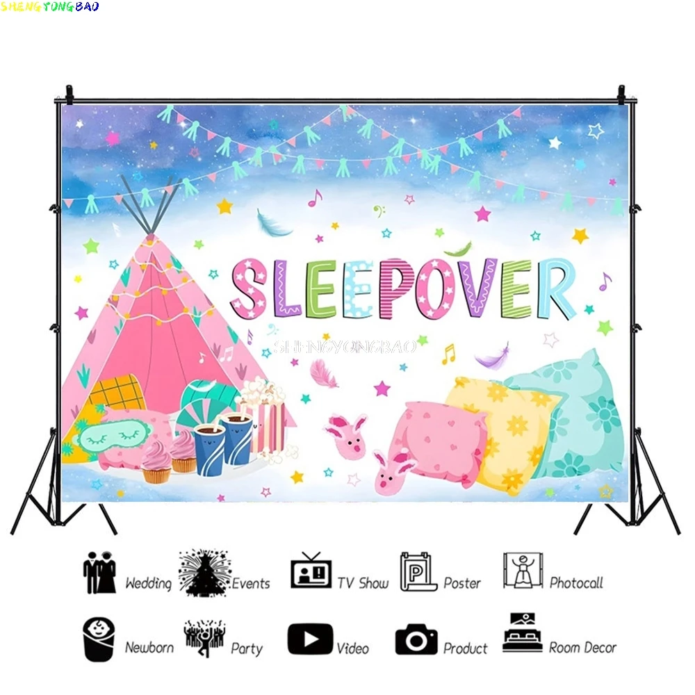 النوم حفلة خلفيات للتصوير الفوتوغرافي منامة وسادة القتال الوردي فتاة ديكور حفلات راية صورة استوديو خلفية BA-01