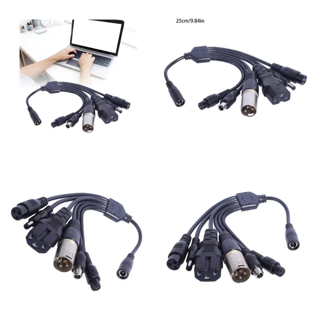 Adapter ładowania 1 do 6, złącze żeńskie 5.5x2.1mm na męskie 8016 oraz stabilne adaptery 5.5x2.5mm do przewodów zasilających hulajnóg elektrycznych. — zdjęcie produktu 2
