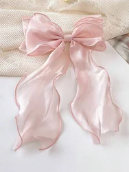 1Pc mesh bow ribbon hair clip, women's high-end headpiece, large hair clip, hair accessory