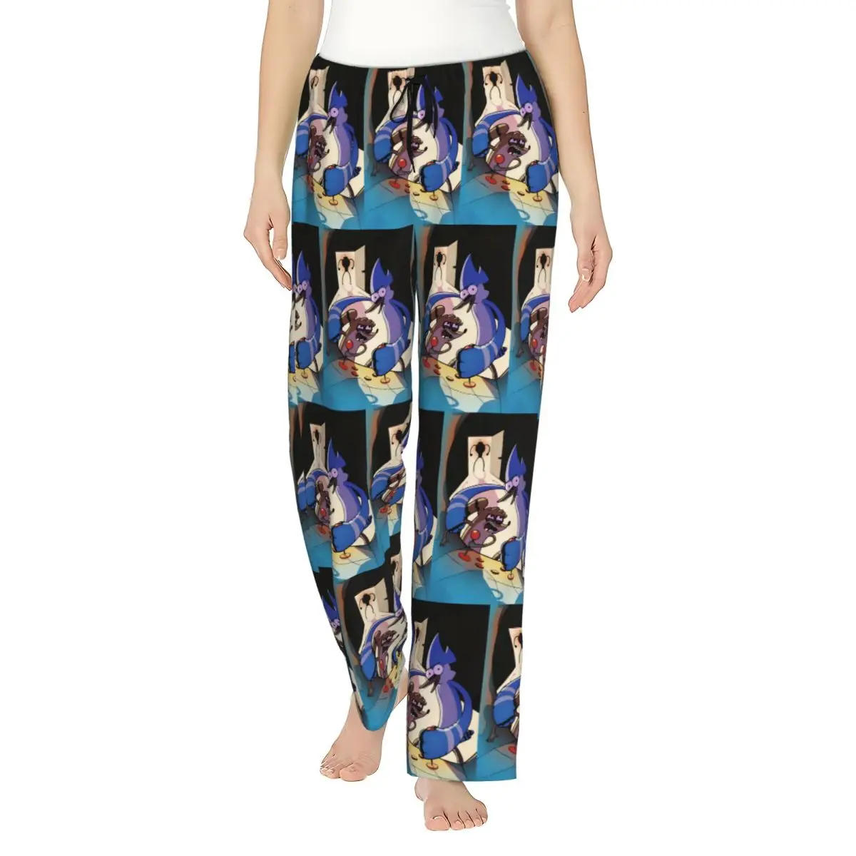 Custom Print Women's R-Regular Show Pajama Pants Cute Anime Sleepwear Sleep Lounge Bottoms with Pockets
