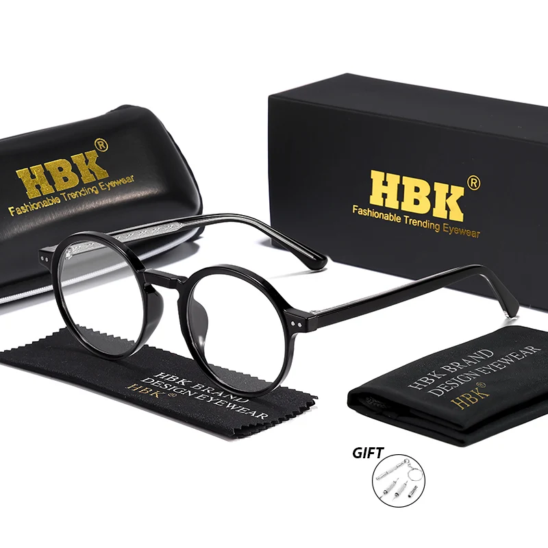 

HBK женские очки для чтения с защитой от синего света, модные круглые дизайнерские оправы для мужчин и женщин, повседневные оптические очки 1,56, преломляющий индекс