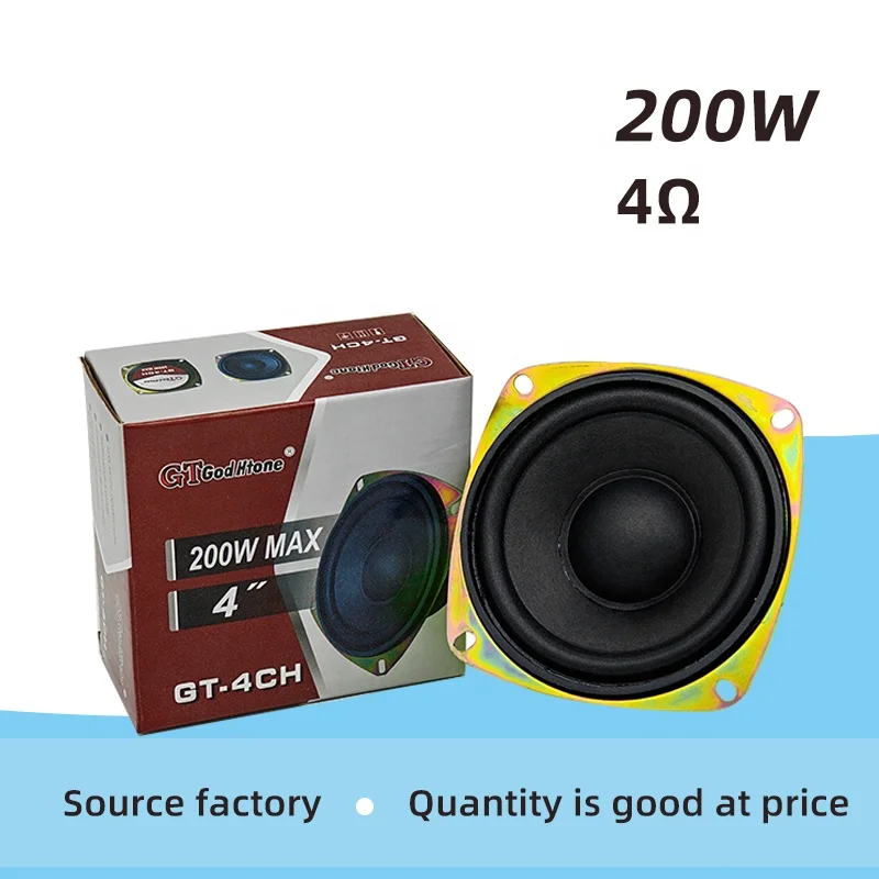 New Product GT-4CH 200W Max Power Universal 12V 4 Inch Car Stereo Speaker Cheap Price Car Door Coaxial Speaker