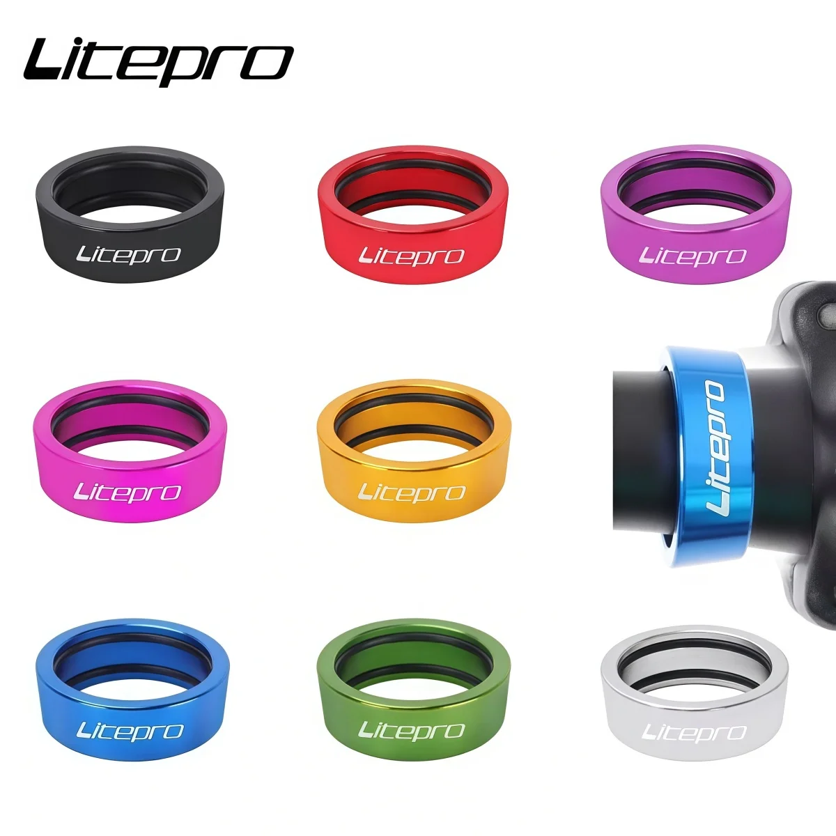 Litepro Aluminum Alloy Fixing Ring For Folding Bike Handlebar Stopper– 25.4mm Clamp (Black Red Gold