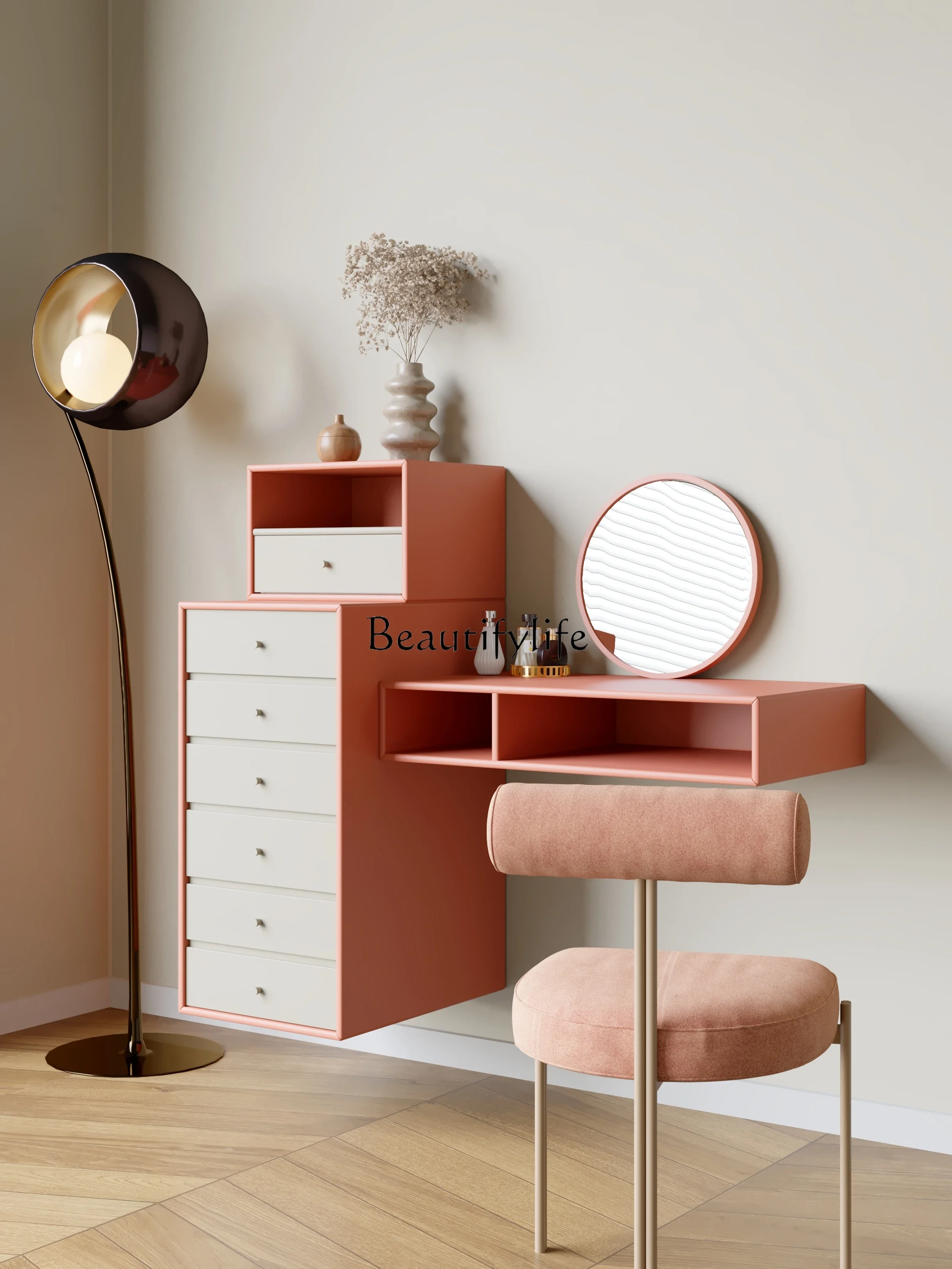 

LNordic chest dresser small apartment wall-mounted dresser cream wind