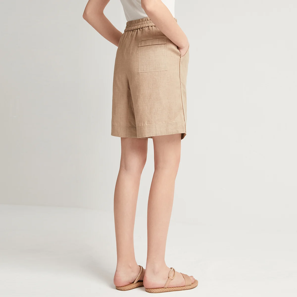 K1118W  Solid Color High quality Luxury womens Clothing Ladies Shorts Pants 100% Linen Shorts For Women Clothes