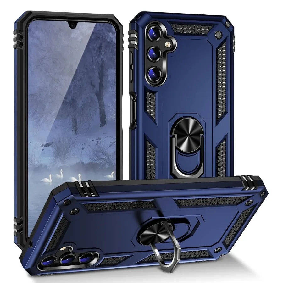 for Samsung Galaxy S25/ S24 Phone Case, Impact Resistant Metal Ring Magnetic Support Kickstand Drop Protector Cover for Galaxy